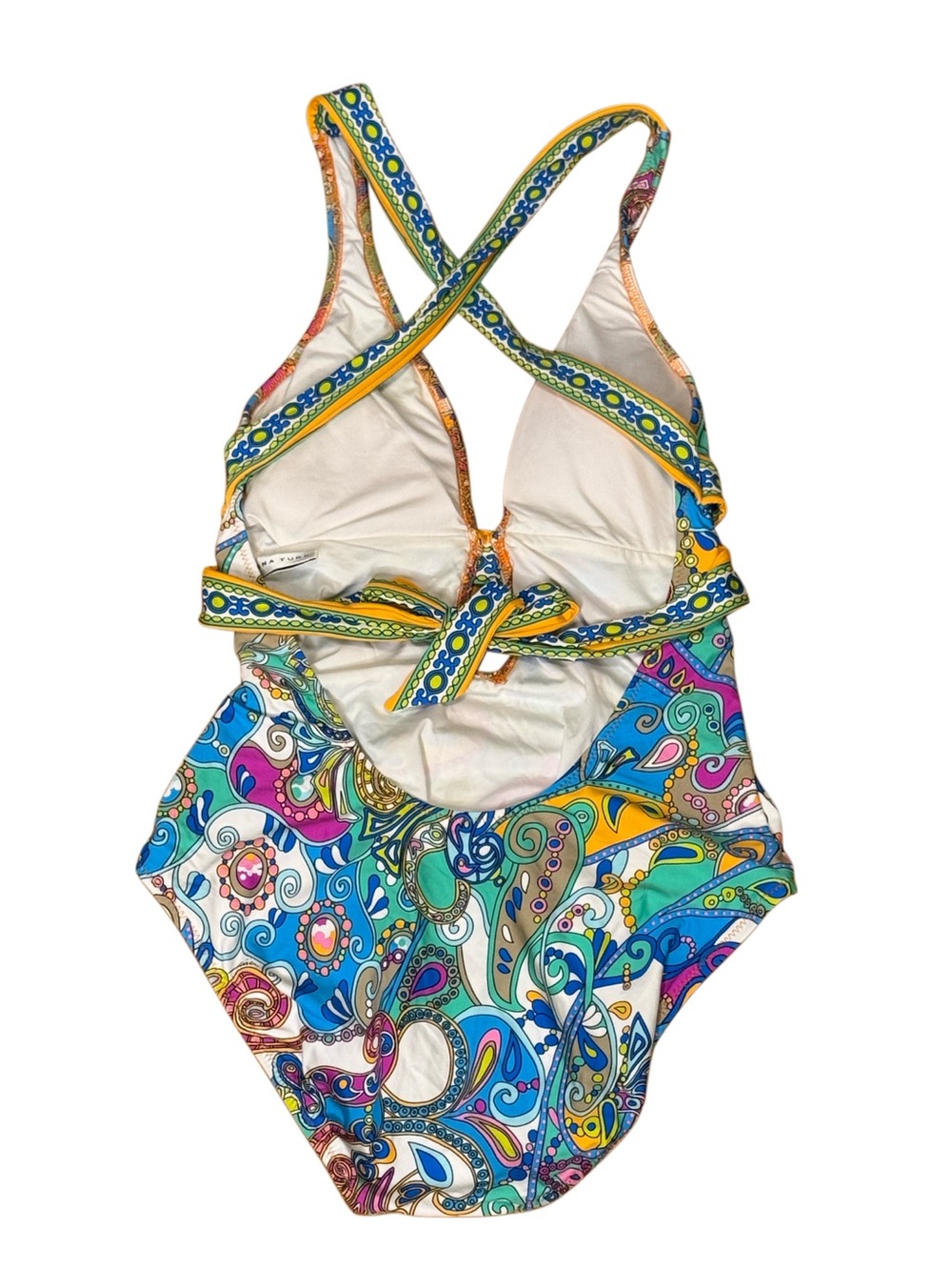 Trina Turk Multicolor Paisley Plunge One-Piece Swimsuit - Picture 4 of 8